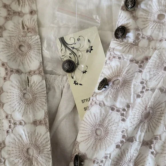 Womens Sundress 4 XS Beige Cotton - Picture 7 of 8